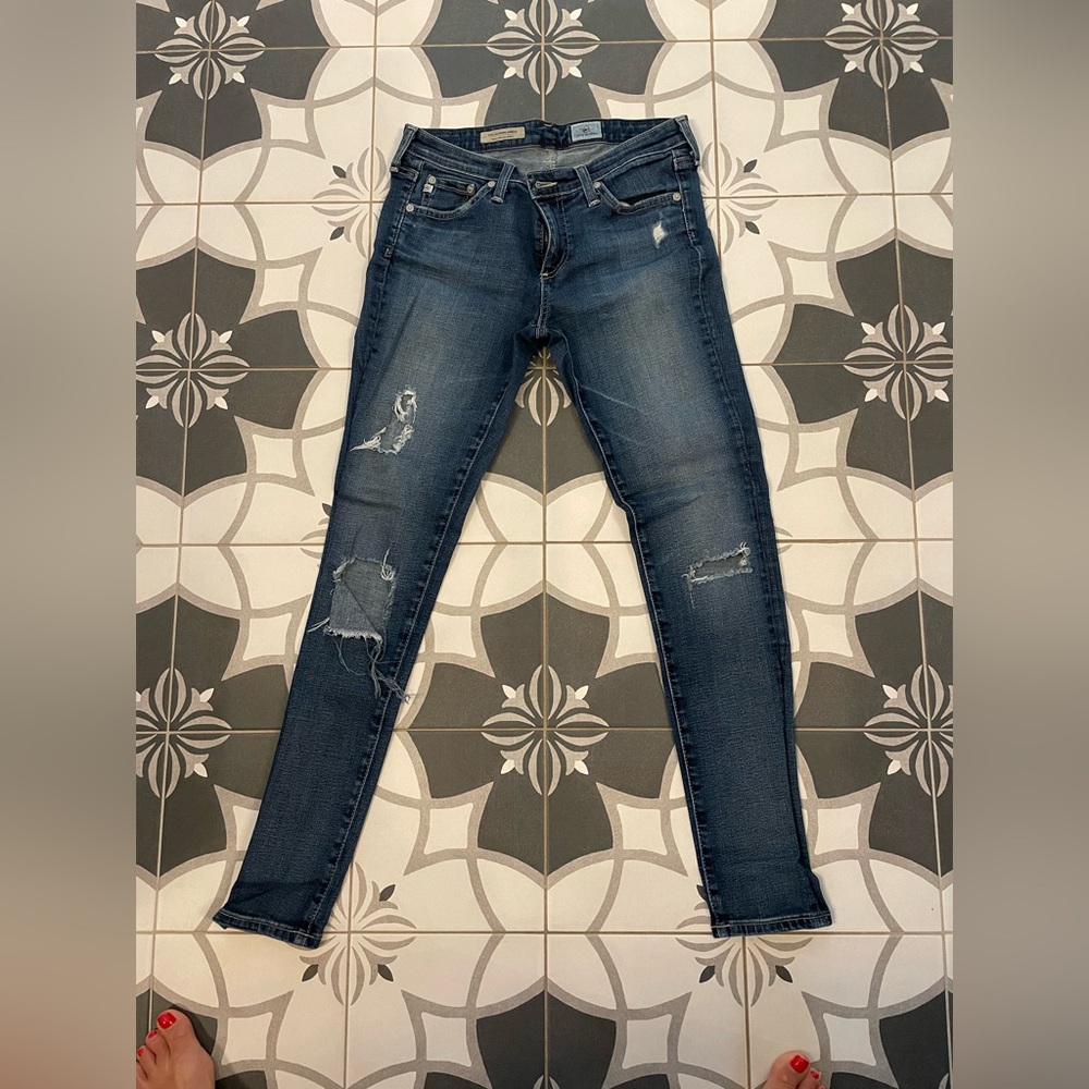 AG Adriano Goldschmied The Legging Ankle Jeans Super Skinny Distressed 27